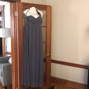 Alfred Angelo grey chiffon one strap long dress